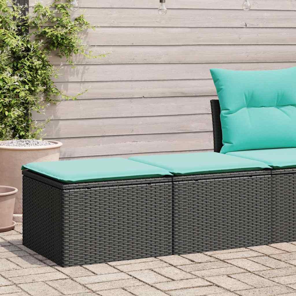 Havesofasæt 2 dele med hynder - polyrattan, sort