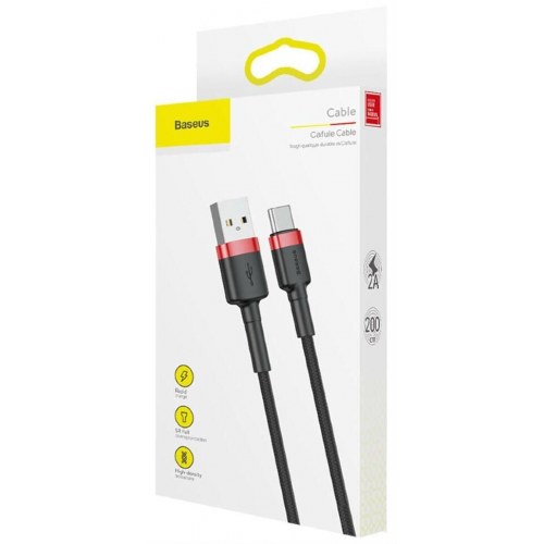 USB-kabel Baseus Cafule USB-A til USB-C 2 m - sort/rød