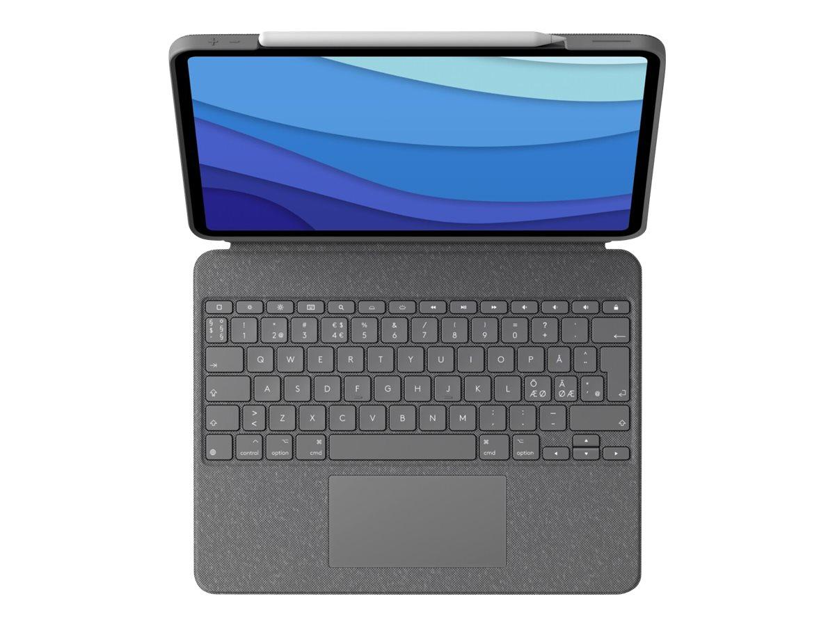 Logitech Combo Touch tastatur med trackpad til iPad Pro 12,9" (5. gen) - Pan Nordic, oxford-grå