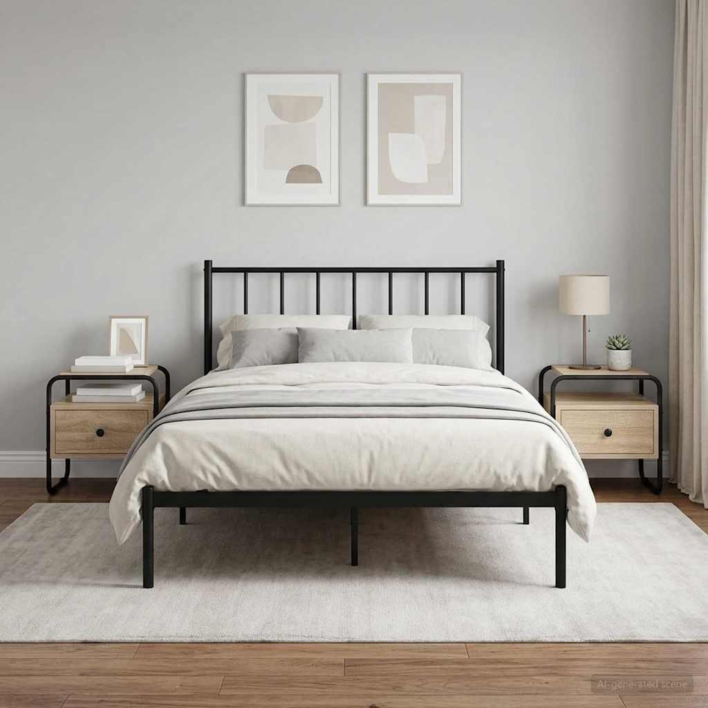 Sengeborde 2 stk. i sonoma-eg - 40 × 39,5 × 40 cm, konstrueret træ og stål