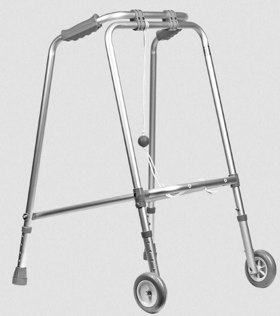 REHA FUND RF-100 rehabiliterings-gåstativ i aluminium med 2 hjul - sølvgrå