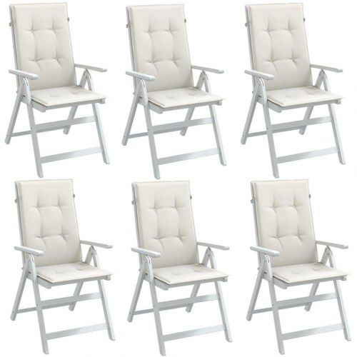 Stolehynder med høj ryg - 6 stk., 120×50×4 cm, stof i meleret creme (OUTLET A)