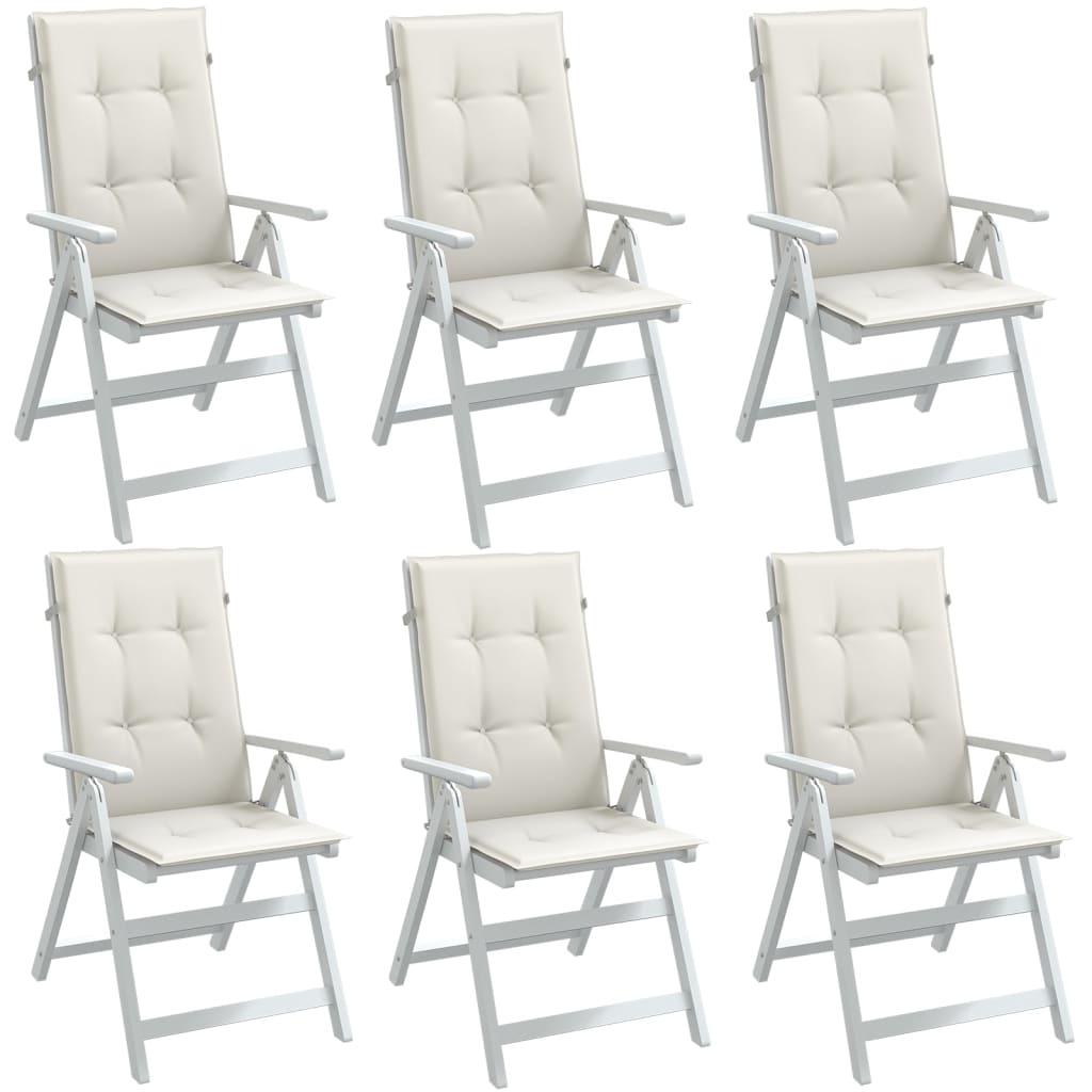Stolehynder med høj ryg - 6 stk., 120×50×4 cm, stof i meleret creme