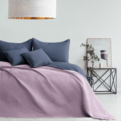 AmeliaHome SOFTA sengetæppe 240 x 260 cm grafit/lilla