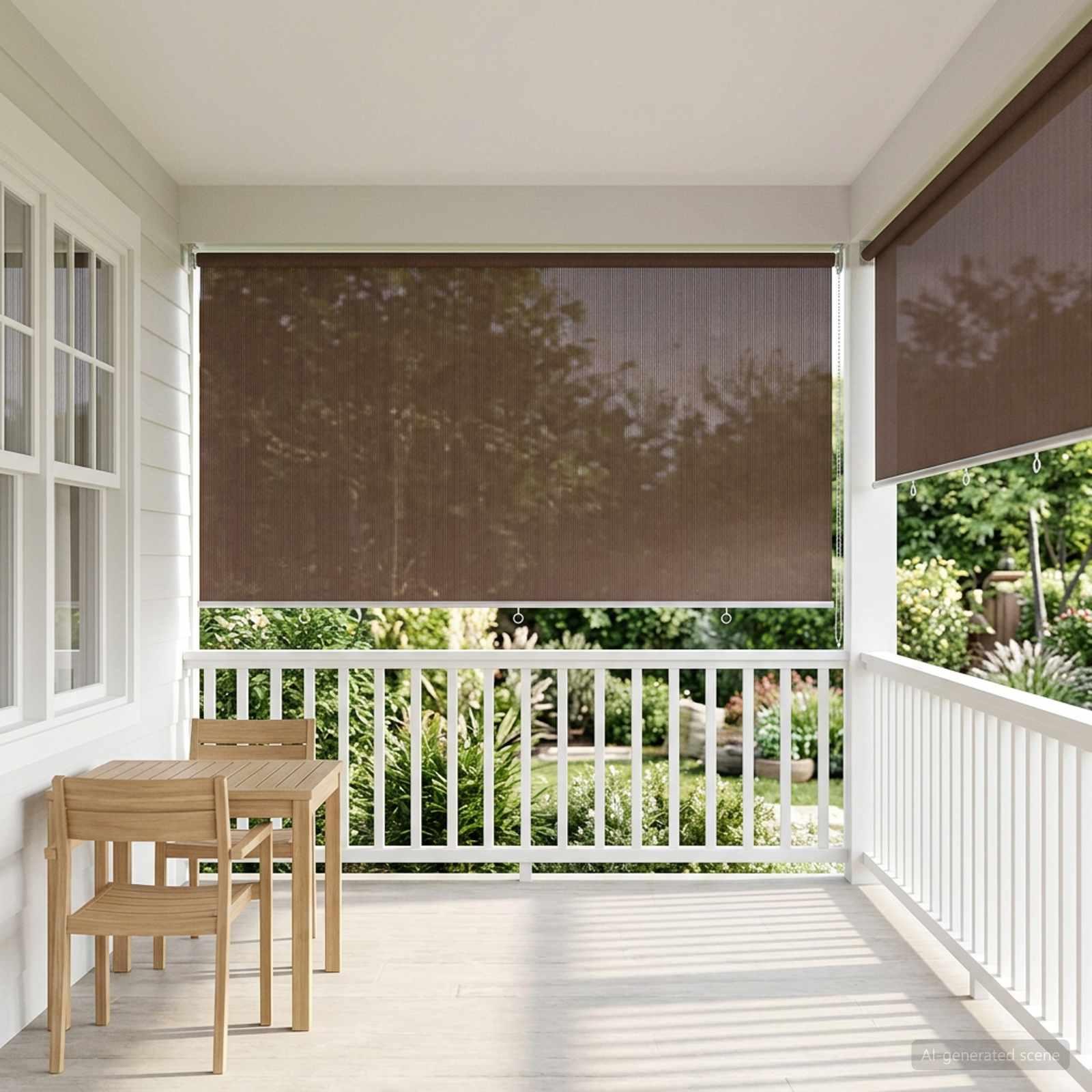 Udendørs rulleskærm med 90% UV-blok gråbrun 400 x 230 cm HDPE