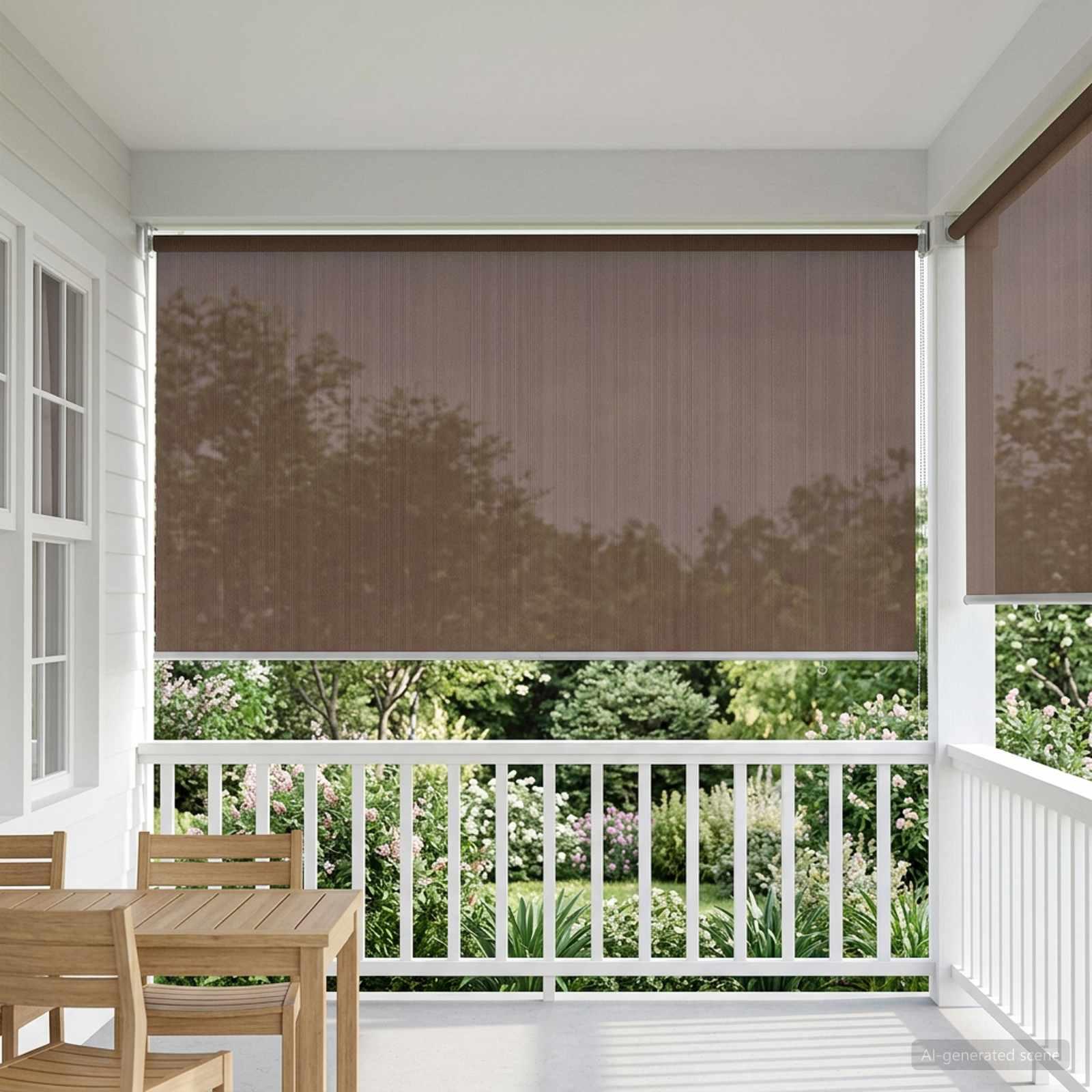 Udendørs rullegardin i HDPE gråbrun 120 x 230 cm med 90% UV-blok