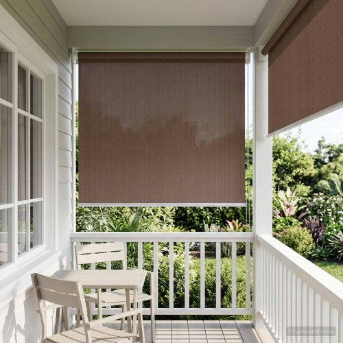 Udendørs rulleskærm gråbrun 100 x 140 cm HDPE med 90% UV-blok