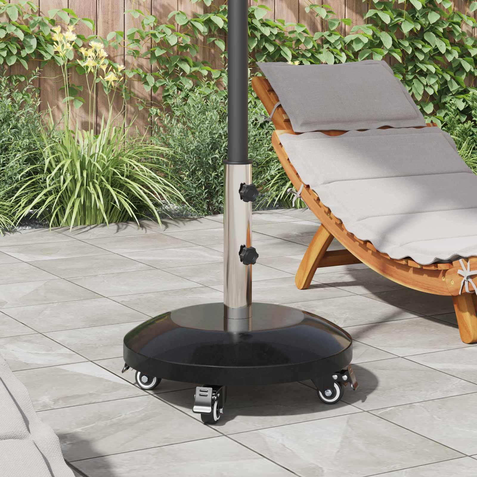 Granitsokkel med hjul til parasol 40-50 mm 29 kg sort
