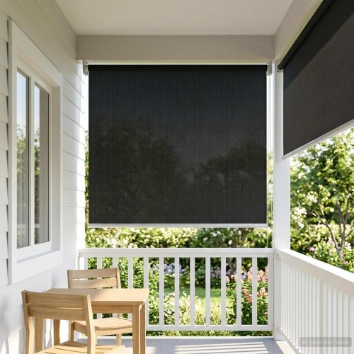 Udendørs rullegardin i HDPE sort 80 x 140 cm med 90 % UV-blokering