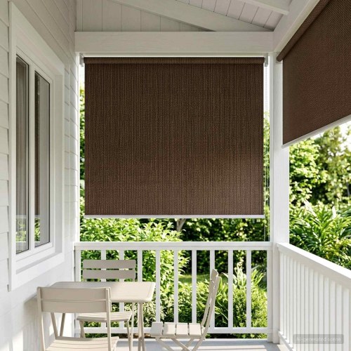 Udendørs rulleskærm brun 60 x 140 cm HDPE med 90 % UV-blok