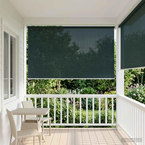 Udendørs rulleskærm mørkegrøn 350 x 230 cm HDPE