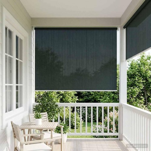 Udendørs rulleskærm mørkegrøn 140 x 140 cm HDPE med 90% UV-blok