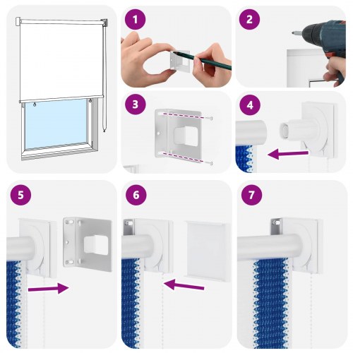 Udendørs rulleskærm med 90% UV-blokering 245 x 230 cm blå og hvid stribet HDPE
