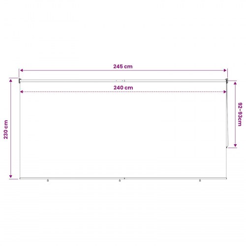 Udendørs rulleskærm med 90% UV-blokering 245 x 230 cm blå og hvid stribet HDPE