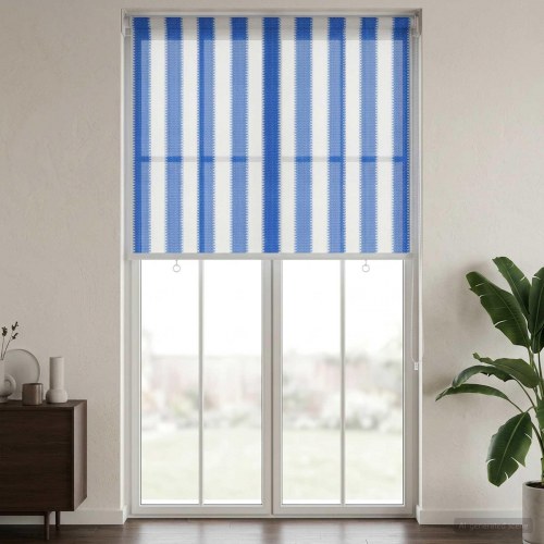 Udendørs rulleskærm med 90 % UV-blok blå/hvid stribet 60 x 230 cm
