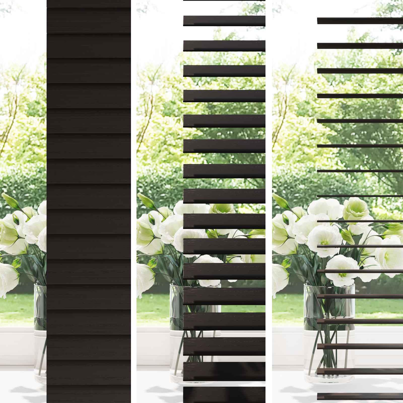 Persienner mørk brun 85 x 130 cm i massivt paulownia træ