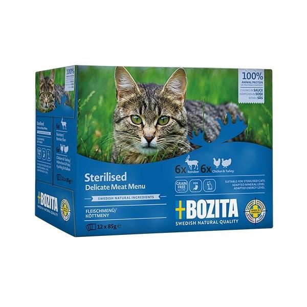 BOZITA Sterilised Delicate Meat Menu vådfoder til kat 12 x 85 g