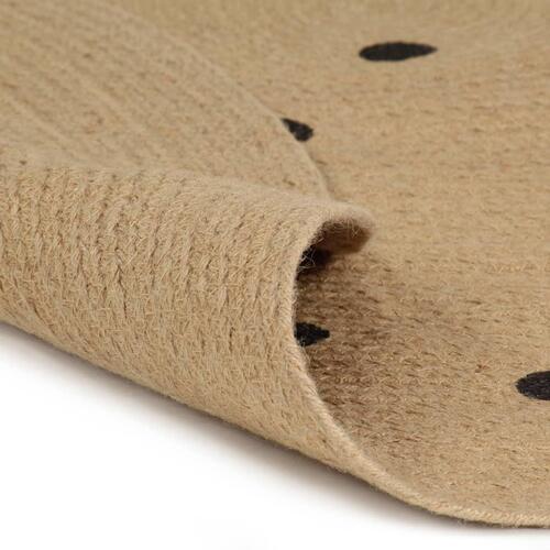 Håndlavet tæppe med polkaprikker jute 150 cm