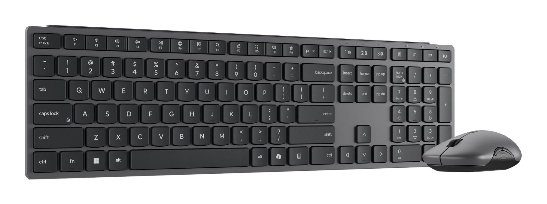 Lenovo 700 Modern Multi-Device Wireless Combo-US English Keyboard and Mouse Set Wireless Mouse included US English Bluetooth Luna Grey