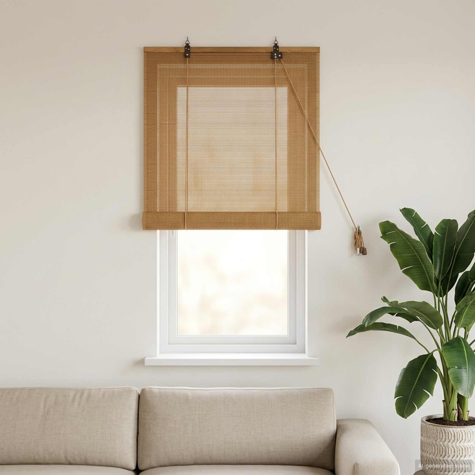 Rullegardin i bambus brun 60 x 160 cm