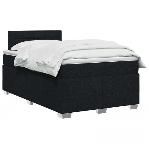 Boksmadras med topmadras og hovedgærde 120 x 190 cm - sort stof