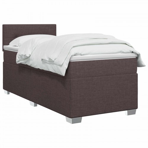 Boksmadras med topmadras og justerbar sengegavl 100 x 200 cm mørk brun
