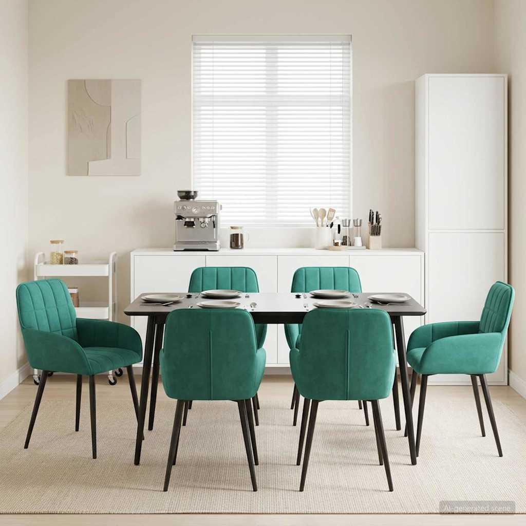 Spisestole 6 stk i fløjl med armlæn - turkis, 57 x 50 x 85 cm