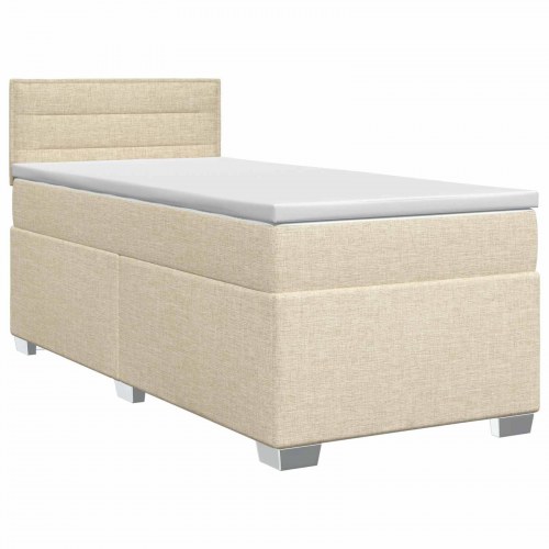 Boksmadras med topmadras 100 x 200 cm i cremefarvet stof