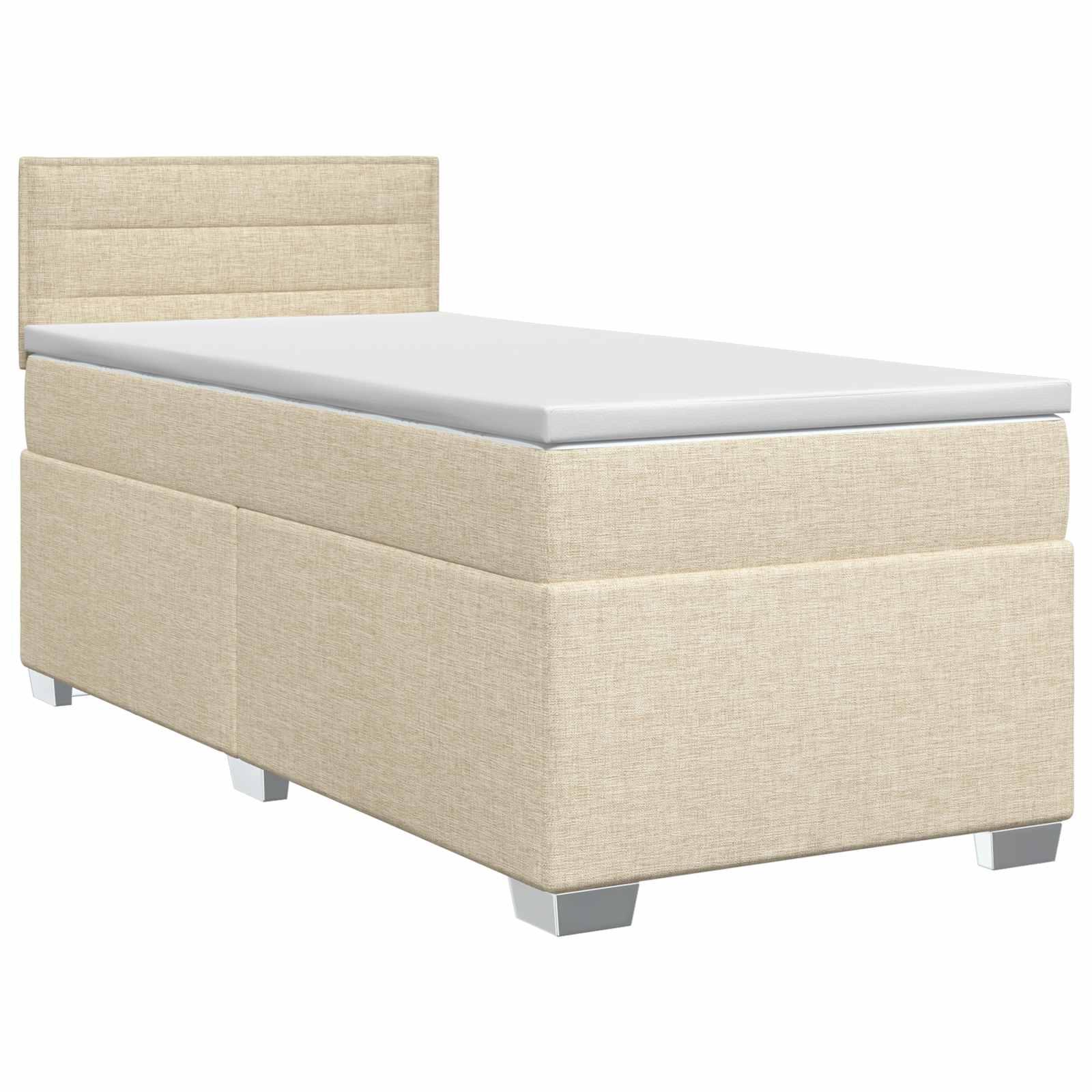 Boksmadras med topmadras 100 x 200 cm i cremefarvet stof