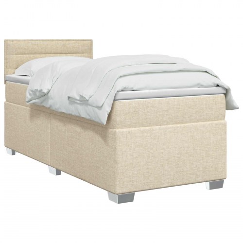 Boksmadras med topmadras 100 x 200 cm i cremefarvet stof