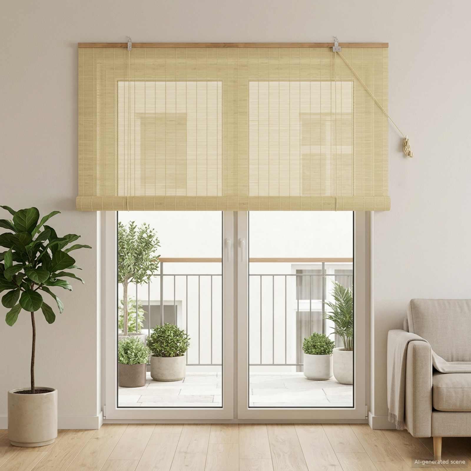 Rullegardin naturfarvet 130 x 220 cm i bambus