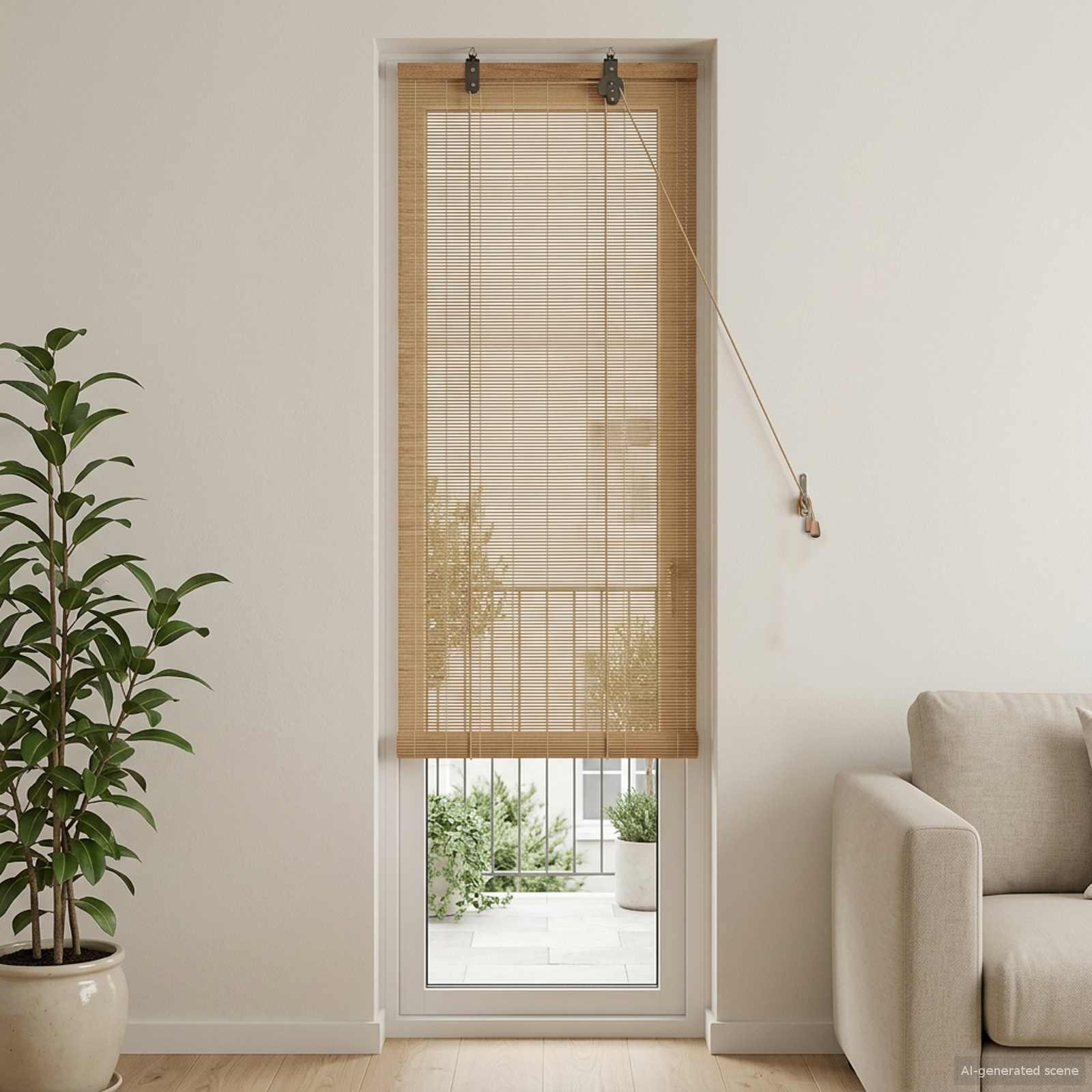 Rullegardin i bambus brun 50 x 220 cm