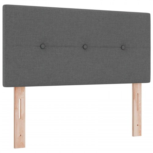 Boksmadras med topmadras og justerbar hovedgavl 90 x 190 cm mørkegrå
