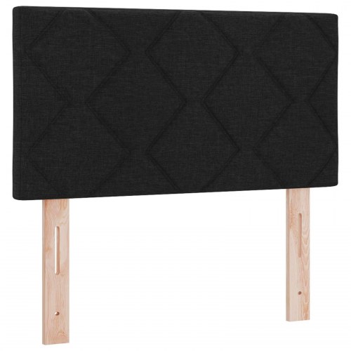 Boksmadras med topmadras og hovedgærde 80 x 200 cm - sort stof