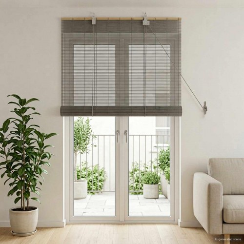 Rullegardin i bambus grå 80 x 220 cm