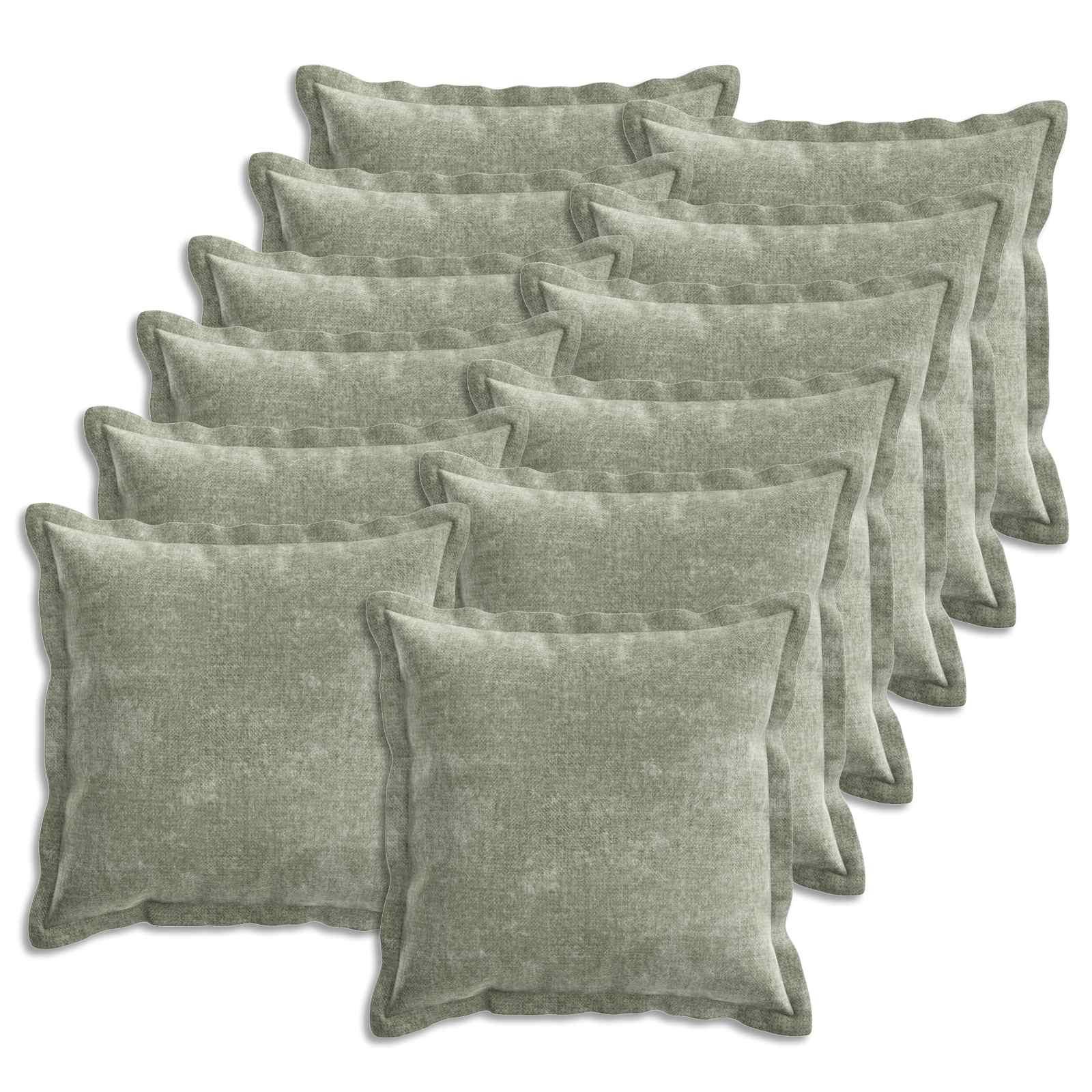 Pudebetræk 12 stk HOUTEN grøn 50 x 50 cm i chenille
