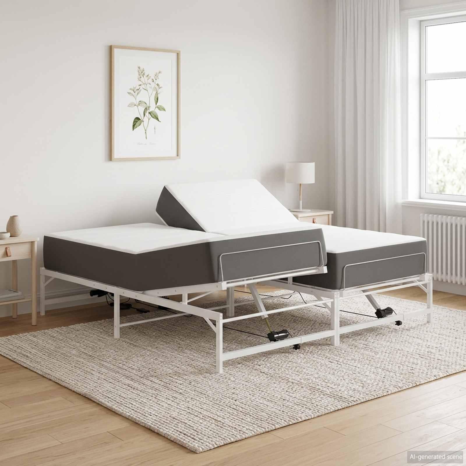 vidaXL Elektrisk Justerbar Sengetramme Hvid 90 x 213 cm Stål