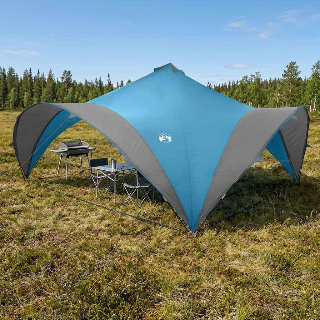 Partytelt med tag 600 x 600 x 400 cm i blå polyester og stål