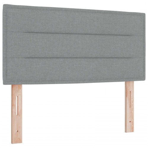 Boksmadras med topmadras og hovedgærde 80 x 200 cm lysegrå stof