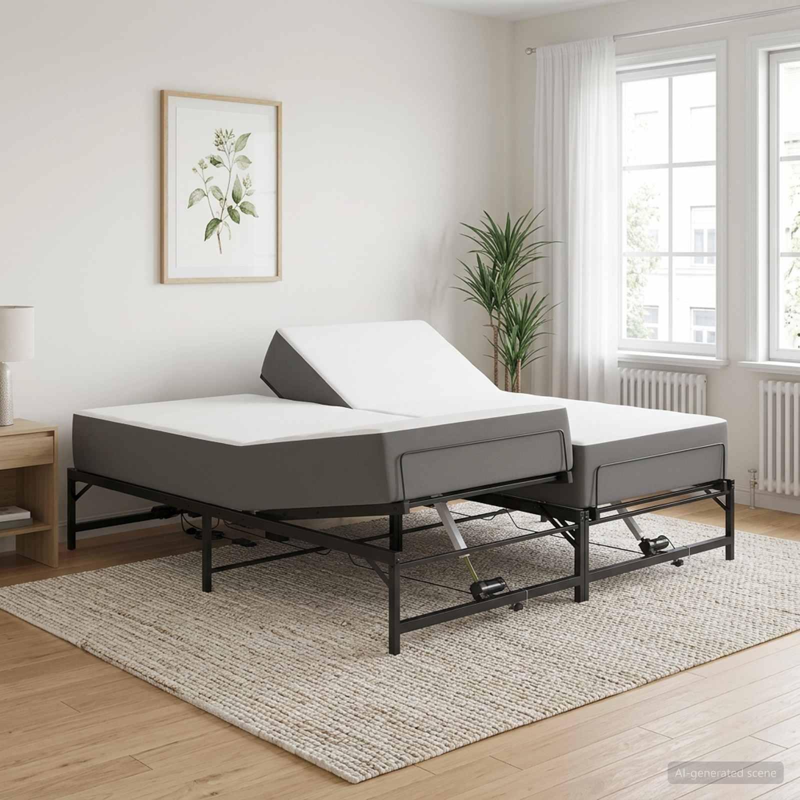 vidaXL Elektrisk Justerbar Sengetramme Sort 90 x 213 cm Stål