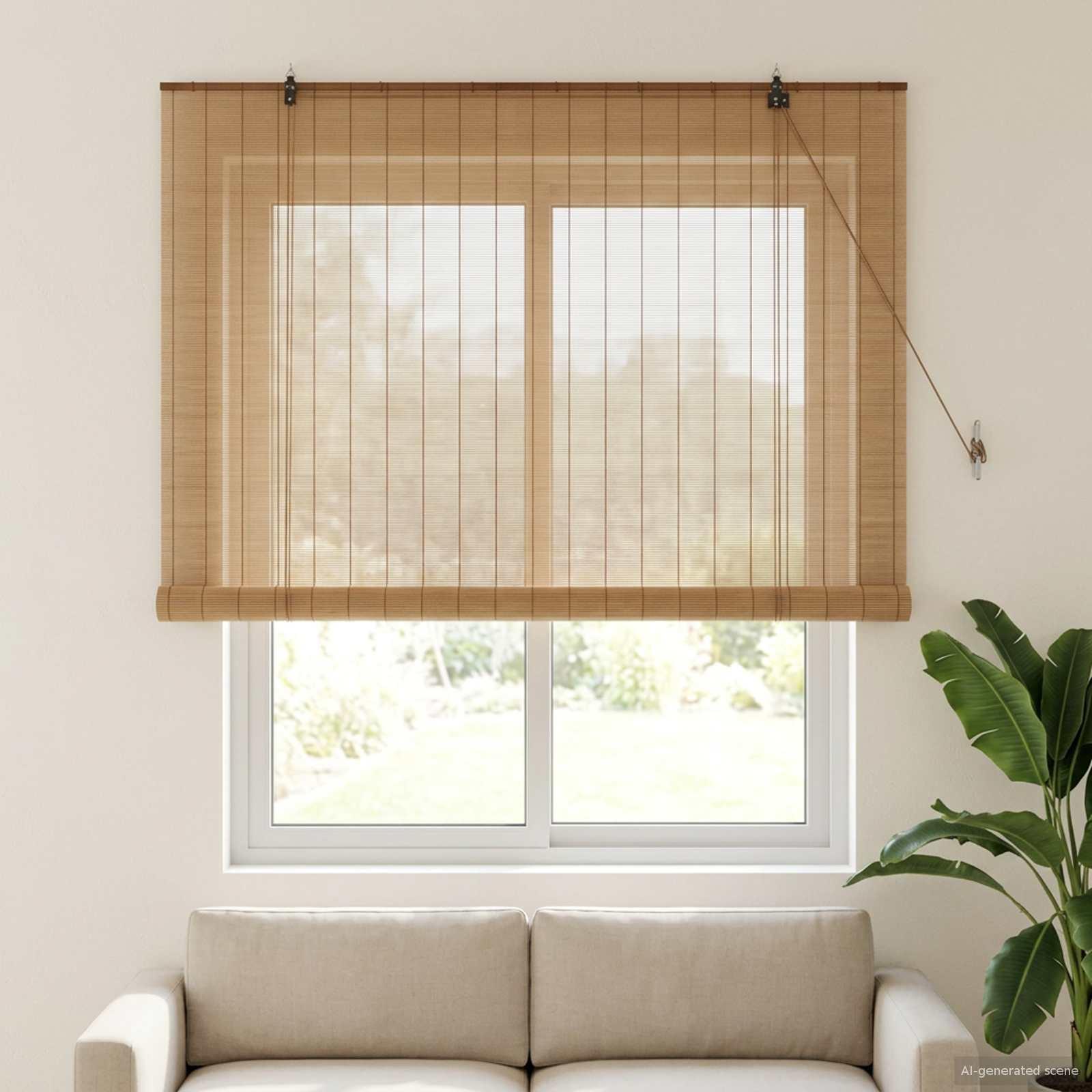 Rullegardin i bambus brun 130 x 160 cm