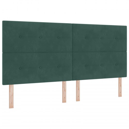 Boksmadrasseng med LED, opbevaring og madras 200 x 200 cm - mørkegrøn fløjl