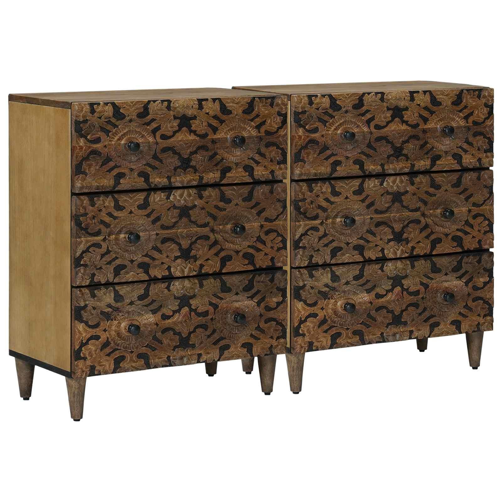 Sideboard 2 dele Brun 60 x 33,5 x 75 cm Massivt mangotræ