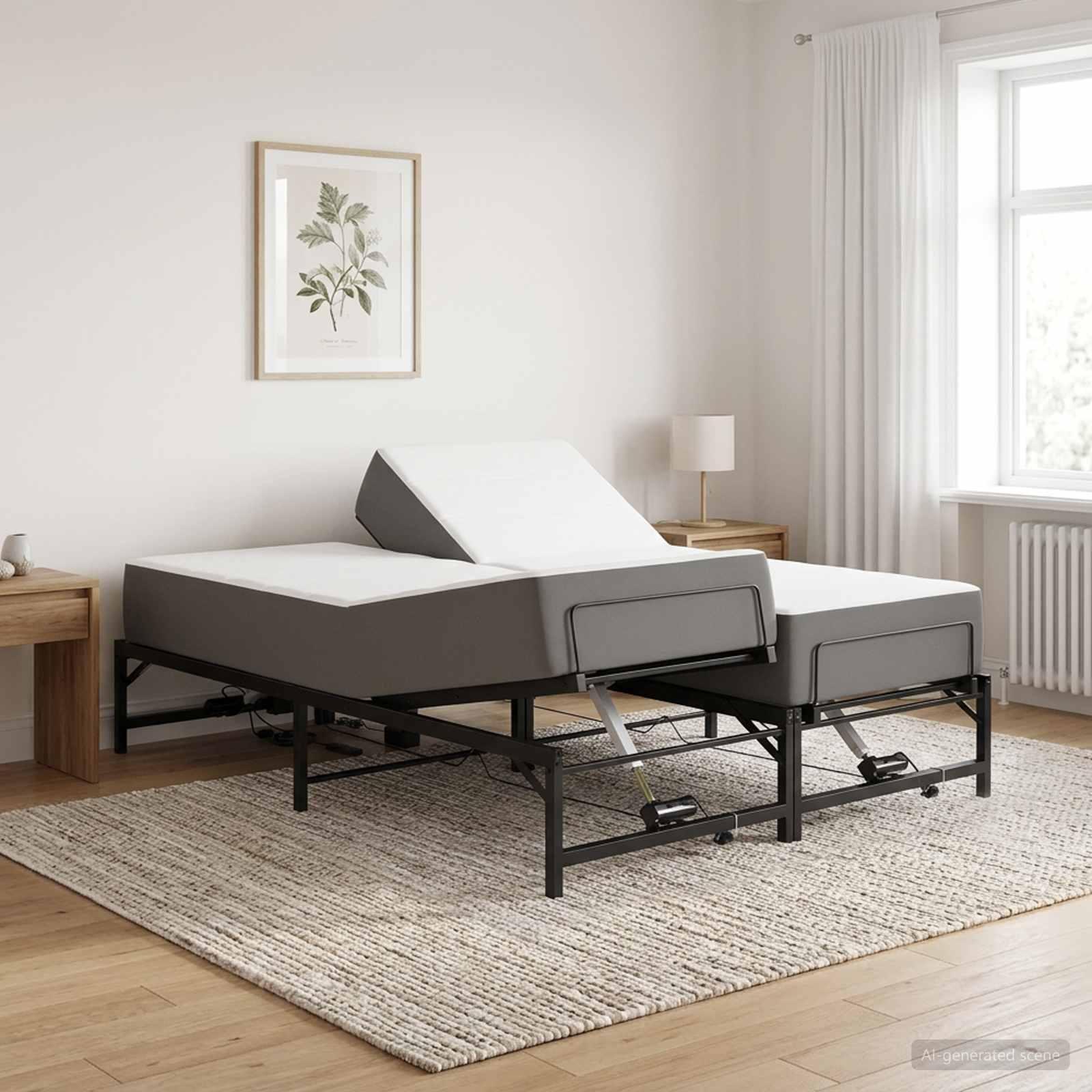 vidaXL Elektrisk Justerbar Sengetramme Sort 140 x 190 cm Stål