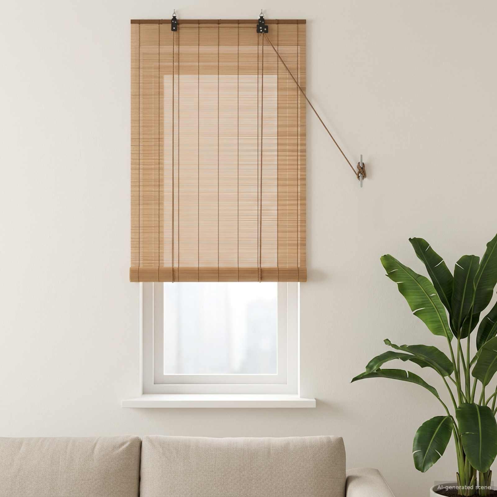 Rullegardin i bambus brun 60 x 160 cm