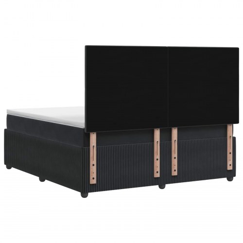 LED boksmadrasseng med opbevaring 180 x 200 cm - sort fløjl