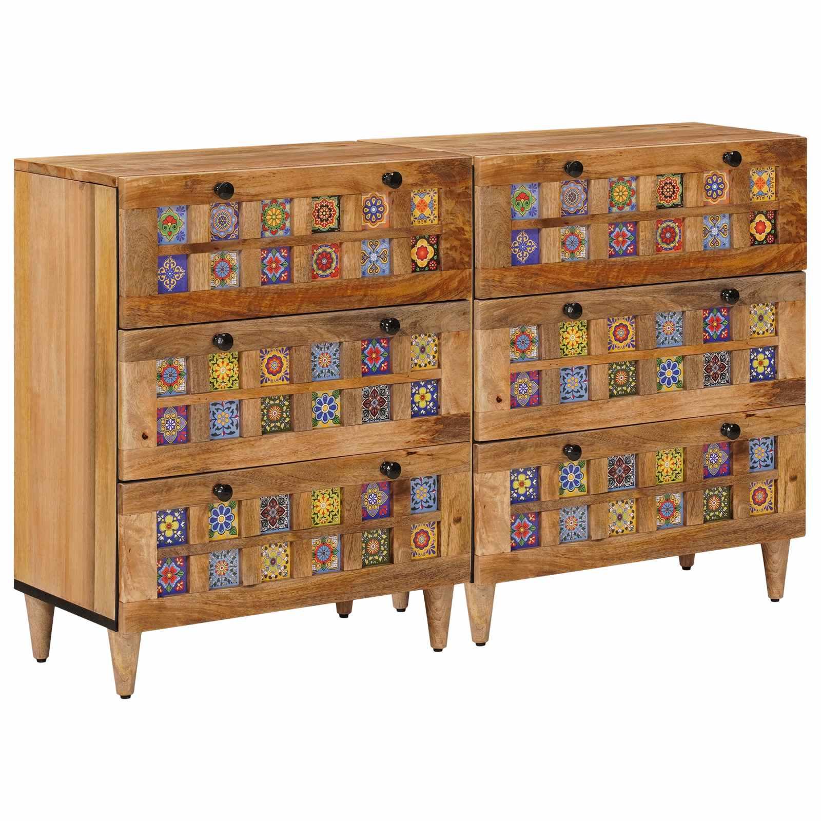 Sideboard 2 dele Naturfarvet 60 x 33 x 75 cm Massivt mangotræ