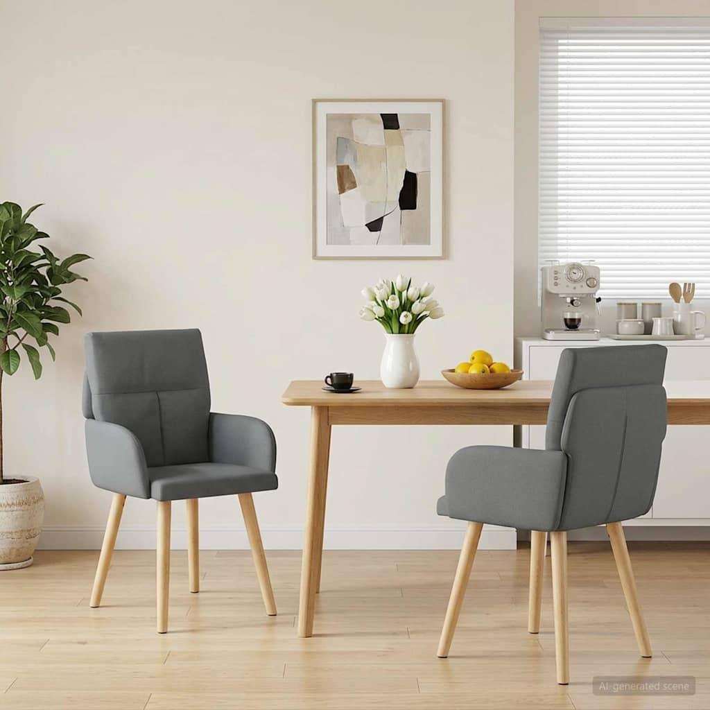 Spisestole 2 stk i stof med armlæn - mørkegrå 60 x 56 x 96 cm