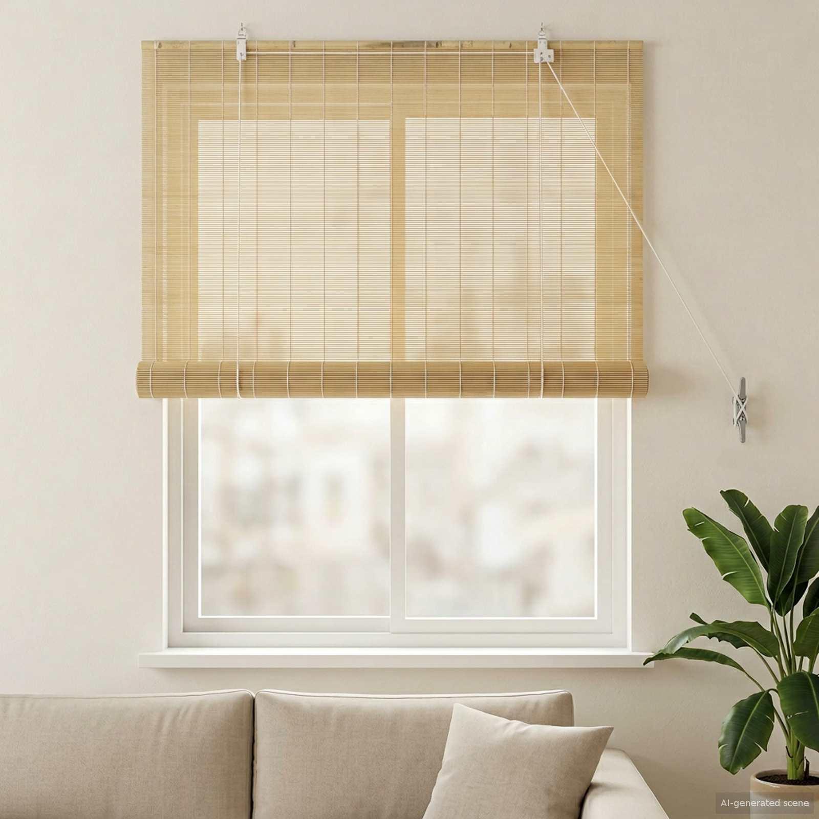 Rullegardin i bambus naturfarvet 90 x 160 cm