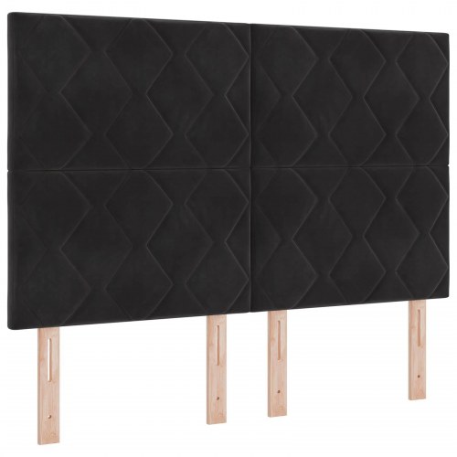 LED boksmadrasseng med opbevaring og madras 140 x 200 cm - sort fløjl